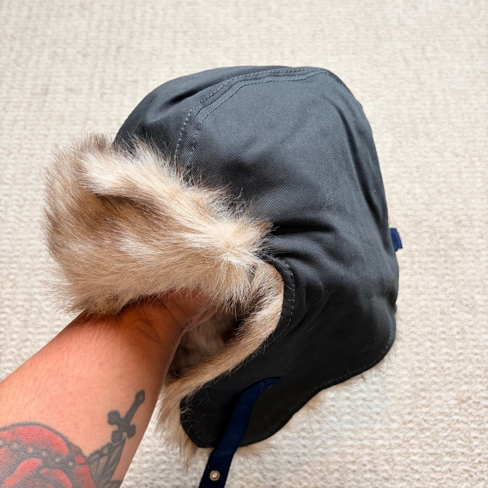 Goorin Bros L Amelia Erhart Trapper‎ Hat Olive Green Faux Fur Aviator Cap